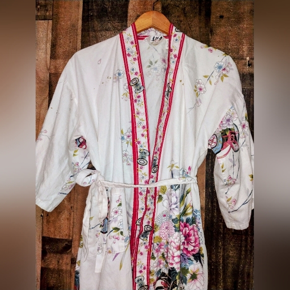 Juguemm Japanese Kimono Womens Vintage Cotton Cherry Blossom Asian 42" - Picture 2 of 10